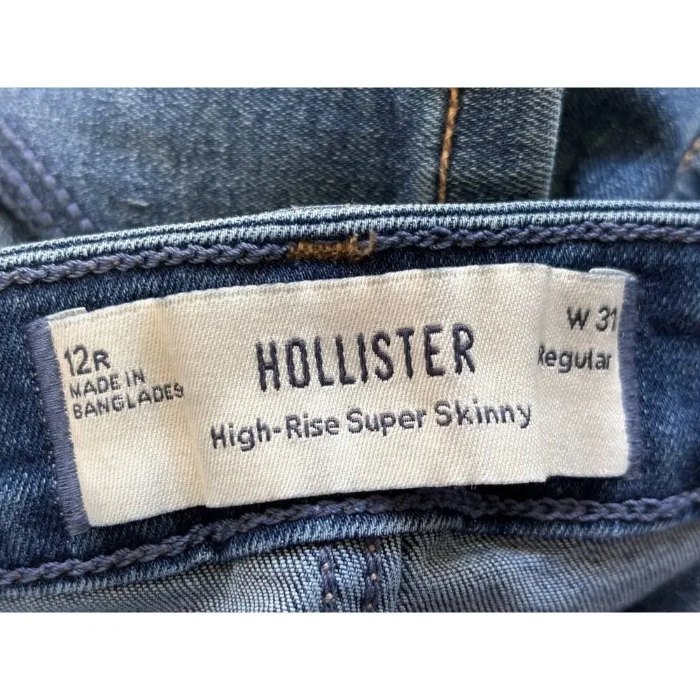 Hollister High Rise Super Skinny Jeans Womens Size 12R Blue Denim Stretch